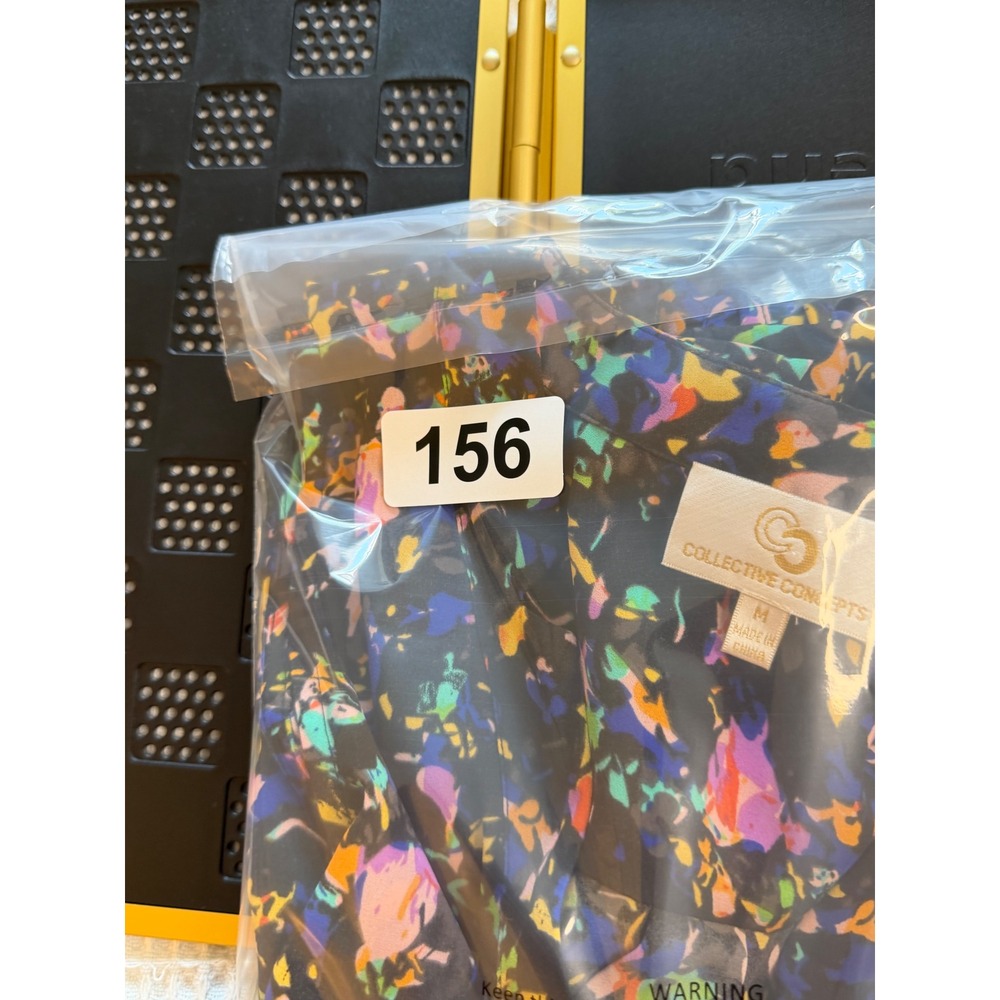 Collective Concepts Dress Womens Medium Black Multicolor Abstract Splatter Mini - Picture 9 of 9